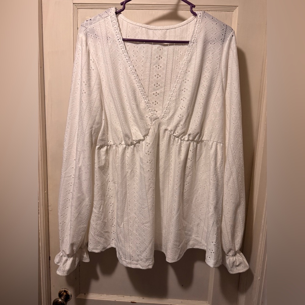 SHEIN White Eyelet Blouse